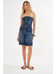 colcci γυναικείο σορτς denim straight fit `joana` - 004.01.02370 denim blue