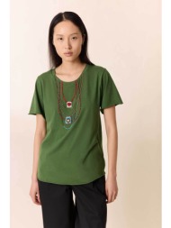leon & harper γυναικείo t-shirt με κεντήματα `toro summer ` - toro jc05 summer πράσινο