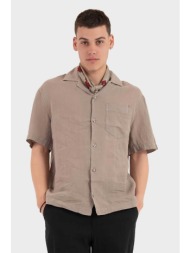 hugo boss ανδρικό πουκάμισο μονόχρωμο oversized fit `exolino` - 50561715 γκρι