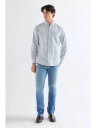wrangler® ανδρικό τζιν παντελόνι πεντάτσεπο straight fit `greensboro` - 112377801 denim blue