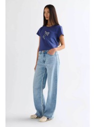wrangler® γυναικείο τζιν παντελόνι πεντάτσεπο loose straight fit - 112378205 denim blue