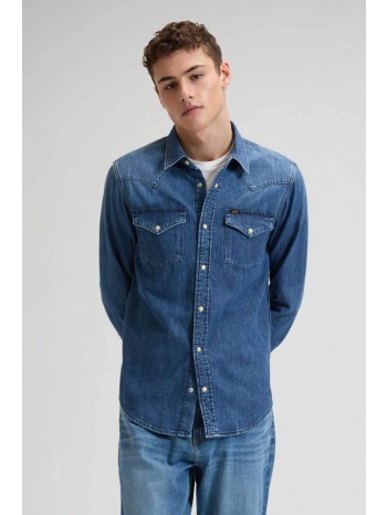 lee® ανδρικό denim overshirt με flap τσέπες μπροστά
