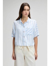 lee® γυναικείο πουκάμισο cropped με ριγέ σχέδιο regular fit - 112378262 γαλάζιο