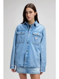 lee® γυναικείο denim overshirt μονόχρωμο με flap τσέπες `just me` - 112376572 denim blue