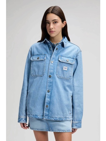 lee® γυναικείο denim overshirt μονόχρωμο με flap τσέπες