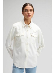 lee® γυναικείο denim overshirt μονόχρωμο με flap τσέπες `western` - 112376970 λευκό