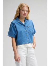lee® γυναικείο denim πουκάμισο με τσέπη regular fit `dye star` - 112378744 denim blue