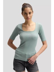 lee® γυναικεία μπλούζα ribbed με τετράγωνη λαιμόκοψη slim fit - 112377003 πράσινο ανοιχτό
