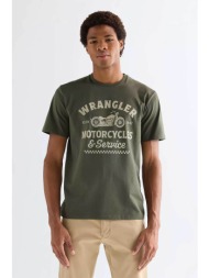 wrangler® ανδρικό t-shirt με print regular fit `americana` - 112377954 χακί