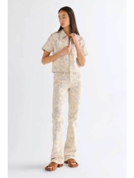 wrangler® γυναικείο τζιν παντελόνι πεντάτσεπο με floral print bootcut fit - 112378169 μπεζ