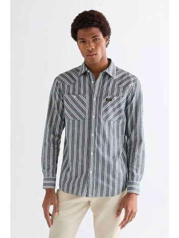 wrangler® ανδρικό πουκάμισο με ριγέ σχέδιο και τσέπες