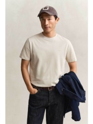 gant ανδρικό t-shirt πικέ με κεντημένο λογότυπο regular fit - 2003414 μπεζ