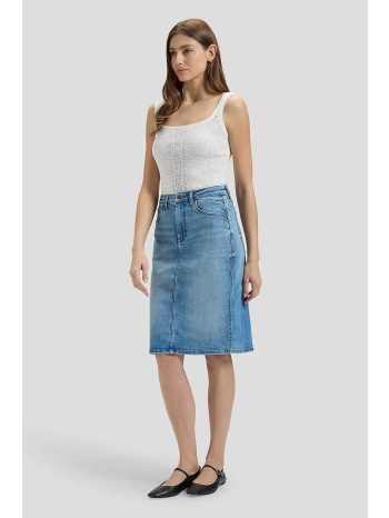 lee® γυναικεία midi φούστα denim πεντάτσεπη με σκίσιμο 