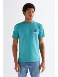 wrangler® ανδρικό t-shirt με κέντημα regular fit - 112377990 πράσινο aqua