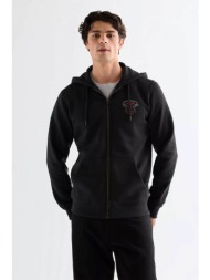 wrangler® ανδρική ζακέτα φούτερ με κουκούλα και print regular fit - 112378029 μαύρο