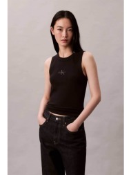 calvin klein jeans γυναικείο τοπ αμάνικο ribbed - lv047e200g μαύρο