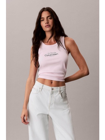calvin klein jeans γυναικείο τοπ αμάνικο ribbed 
