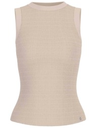 guess γυναικείο αμάνικο τοπ με στρας regular fit - w6gp14k2940 μπεζ
