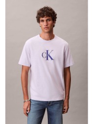 calvin klein jeans ανδρικό t-shirt μονόχρωμο με λογότυπο - lv04rb862g λιλά