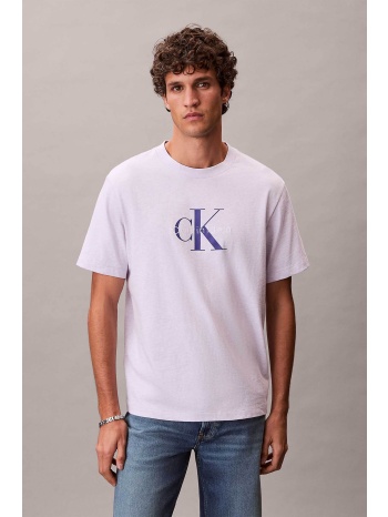 calvin klein jeans ανδρικό t-shirt μονόχρωμο με λογότυπο 