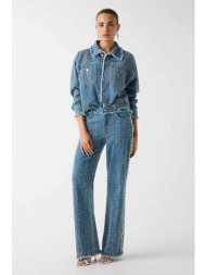 guess γυναικείο tweed τζιν παντελόνι πεντάτσεπο wide leg - w6ra3ed6871 denim blue