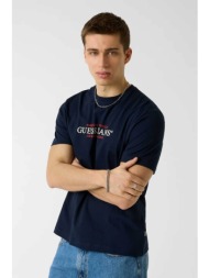 guess ανδρικό t-shirt με logo print regular fit `american tradition` - m4yi42k8fq4 μπλε