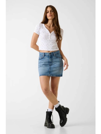 guess γυναικεία mini φούστα denim ψηλόμεση πεντάτσεπη