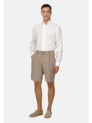 boggi milano ανδρική λινή βερμούδα μονόχρωμη regular fit - bo26p018704 taupe