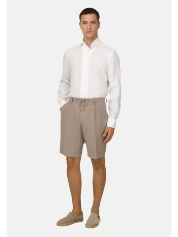 boggi milano ανδρική λινή βερμούδα μονόχρωμη regular fit 