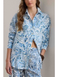 lauren ralph lauren γυναικείο λινό πουκάμισο με paisley pattern relaxed fit - 200p08926001 μπλε