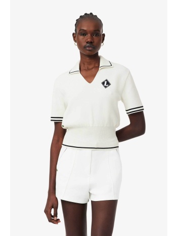 lacoste γυναικεία πλεκτή μπλούζα πόλο με contrast trims και