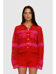 the wolf gang γυναικείο πουκάμισο crochet `alia` - twg26q3wa506 κόκκινο