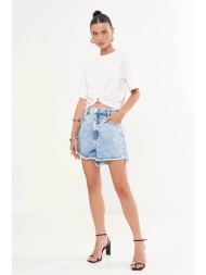 colcci γυναικείο σορτς denim με στρας straight fit `dubai` - 006.11.00213 denim blue