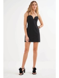 colcci γυναικείο mini αμάνικο φόρεμα με λαιμόκοψη σε σχήμα καρδιάς - 044.01.14327 μαύρο