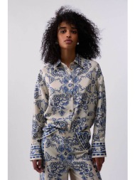 liu jo γυναικείο πουκάμισο με all-over print oversized fit - ca6229ts555 εκρού