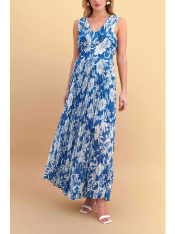 attrativo γυναικείo maxi αμάνικο φόρεμα με floral print 