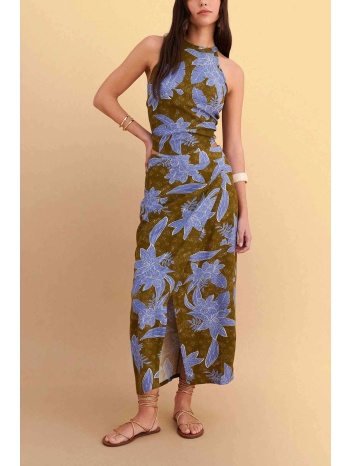 attrativo γυναικείο αμάνικο τοπ με halter neck και floral