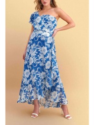 attrativo γυναικεία maxi φούστα με floral print και βολάν - 9923168 μπλε σκούρο