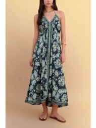 attrattivo γυναικείο midi αμάνικο φόρεμα με floral print - 9923317 πράσινο