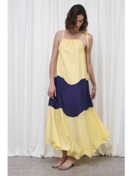 capetanissa γυναικείο maxi φόρεμα με λεπτές τιράντες relaxed fit `sunset` - cp142i03crk κίτρινο