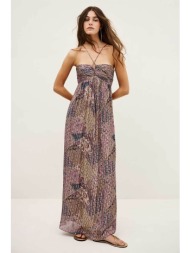 ba&sh γυναικείο maxi φόρεμα με all-over print `pietra` - piete26 ροζ