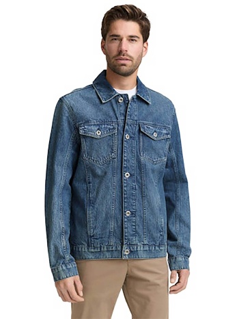 tom tailor ανδρικό denim jacket με τσέπες regular fit 