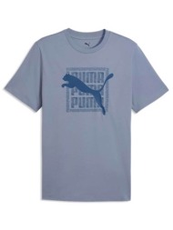 puma ανδρικό t-shirt με λογότυπο regular fit `graphic wording` - 691775 γκρι γαλάζιο