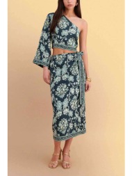 attrativo γυναικεία midi φούστα με floral print - 9923319 πράσινο