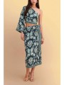 attrativo γυναικεία midi φούστα με floral print - 9923319 πράσινο