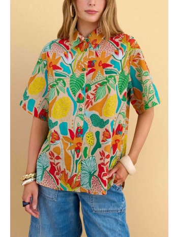 attrativo γυναικείο πουκάμισο με floral print - 9923298 μπλε
