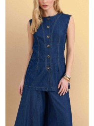 attrattivo γυναικείo denim γιλέκο - 91253616 μπλε σκούρο