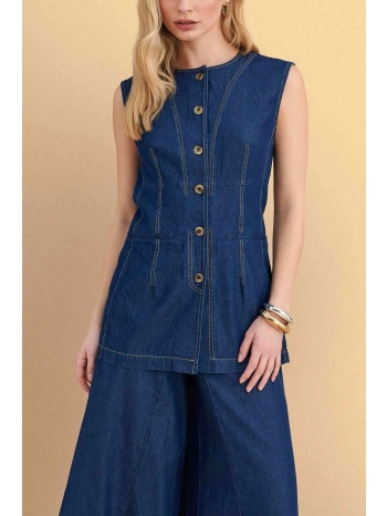 attrattivo γυναικείo denim γιλέκο - 91253616 μπλε σκούρο