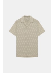 seinse ανδρικό κοντομάνικο πουκάμισο με print relaxed fit - ce1126ss 126 μπεζ