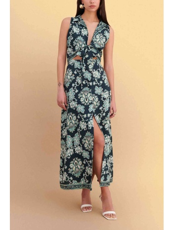 attrattivo γυναικείο midi αμάνικο φόρεμα με floral print